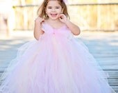 Blush Flower Girl Tutu Dress--Organza Bow--Available in Many Color Combinations----Perfect for WEDDINGS