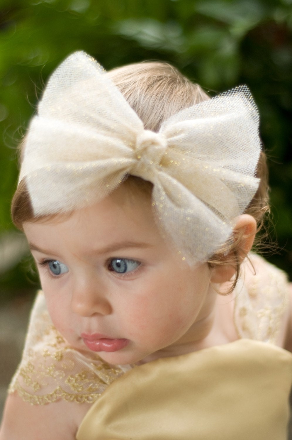 Glittering Tulle Bow Headband  or Clip----Available in a Variety of Colors-----Perfect for WEDDINGS