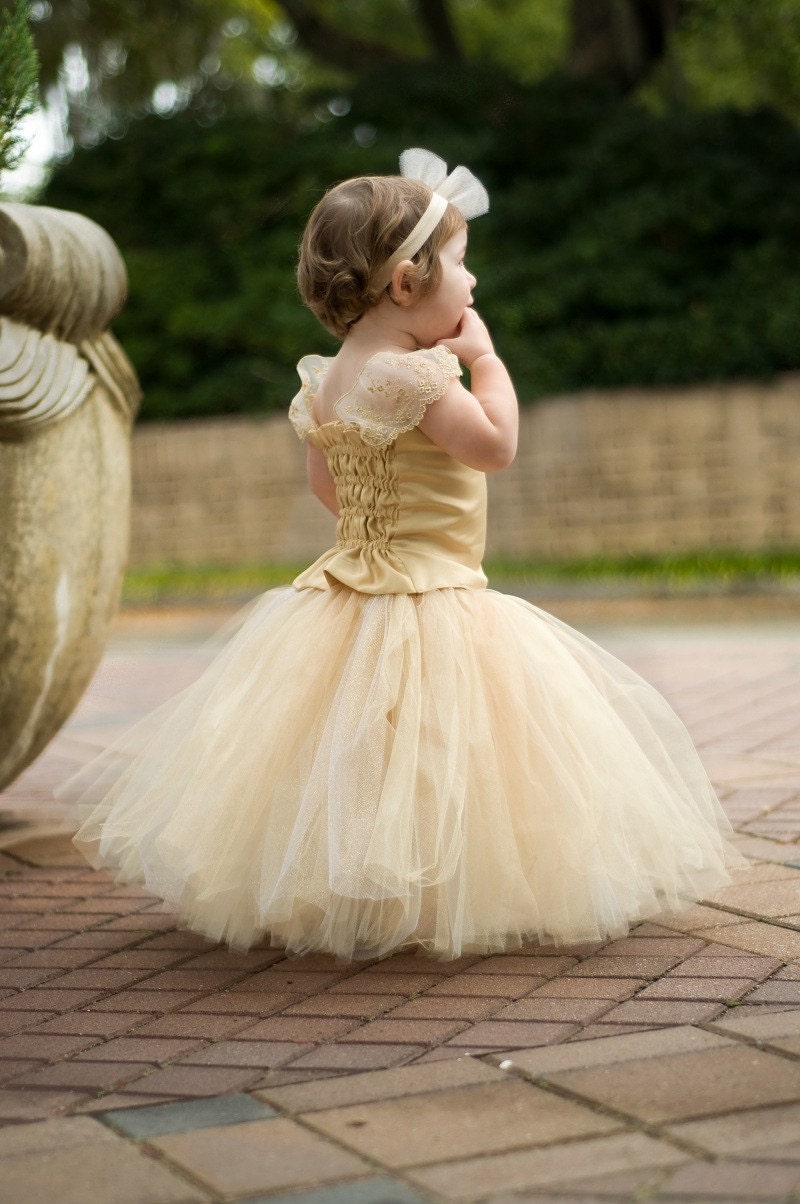 Reserved for clintracs-----Limited Edition---Glittering Golden Girl Tutu Set-----Full of Glitter and Antique Lace-----Perfect for Weddings or Portraits