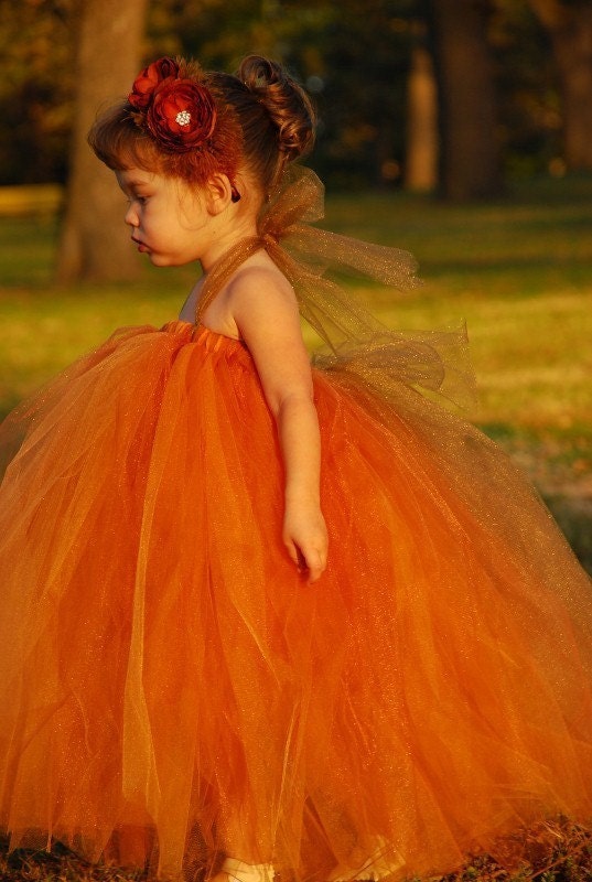 Burnt Orange Tutu Dress or Tutu---Available in Many Color Combinations----Perfect for WEDDINGS