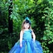 Peacock Flower Girl Dress--Tutu--Satin Corset Top w Handmade Flowers----Weddings-Pageants-Portraits