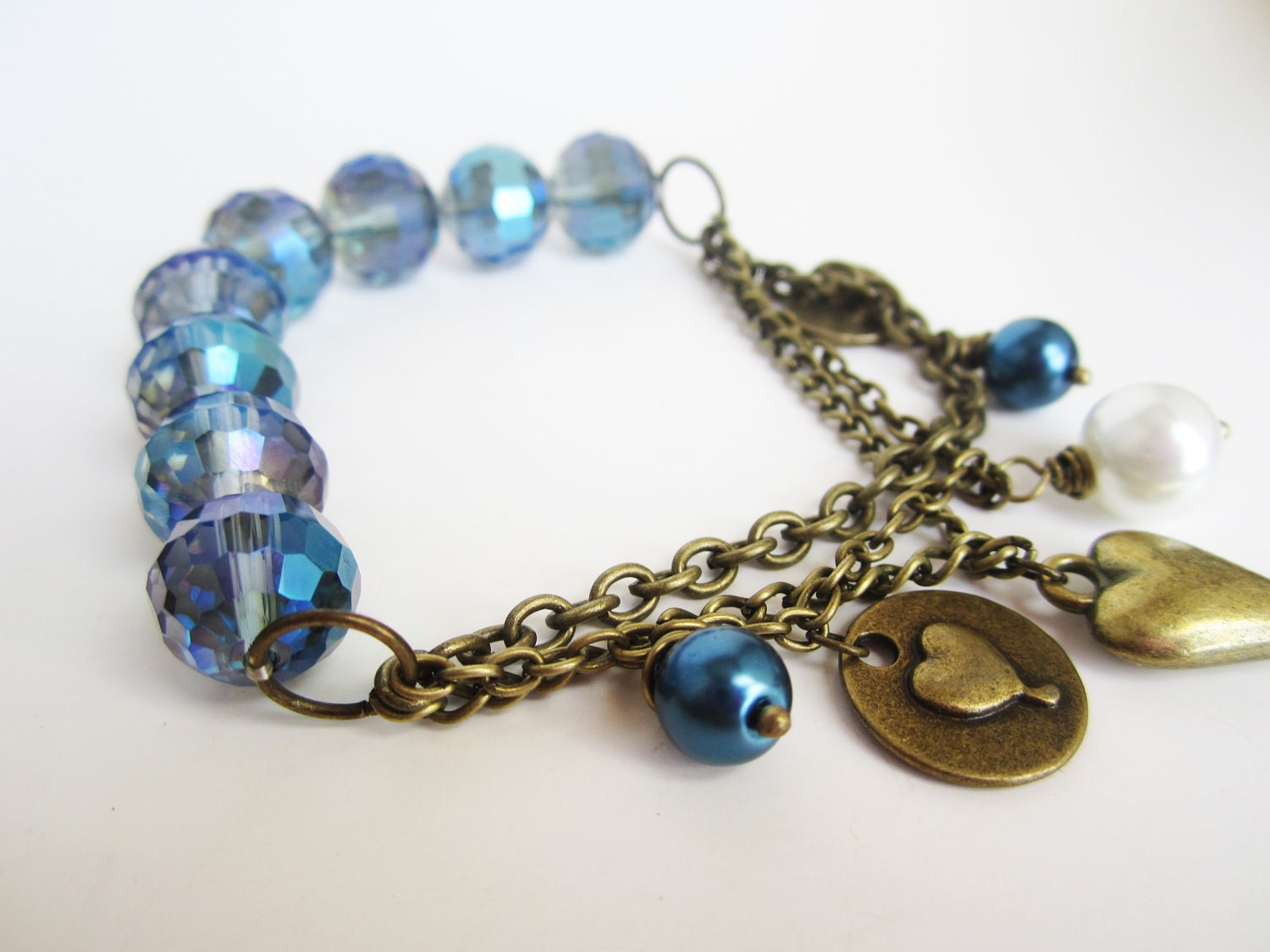 Chains and charms stretchy crystal bracelet
