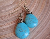 Wrapped turquoise drop earrings