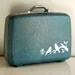 Upcycled Vintage Samsonite Suitcase and carry on -- hand painted birds on branch -- Light Blue