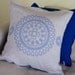 doily linen pillow cover blue