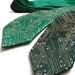 Circuit Board Men's Necktie - Metallic Copper and Silver Ink on Green or Black Necktie
