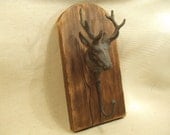 Rustic deer coat rack -- lodge cabin decor -- reclaimed western cedar