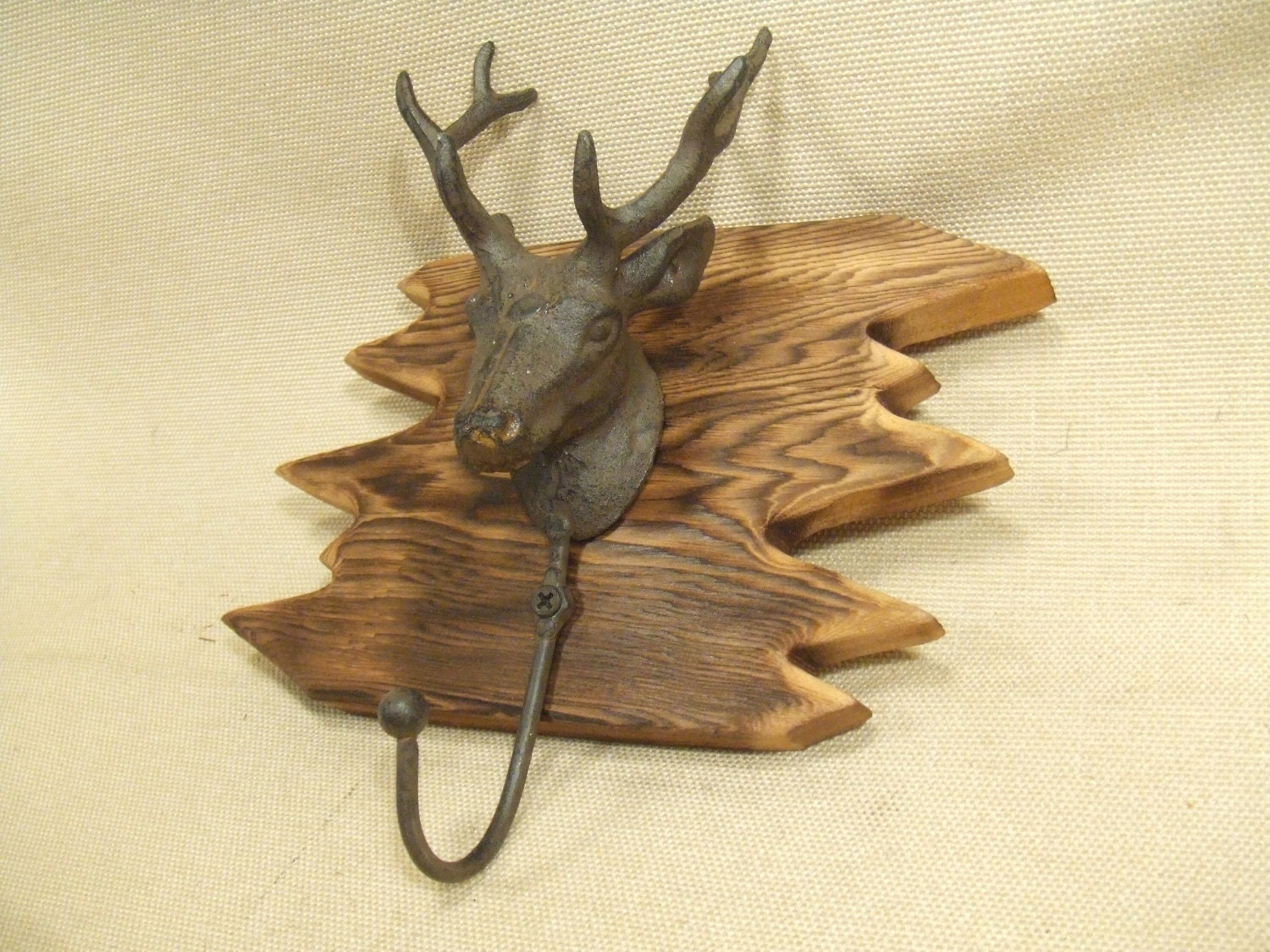 Rustic deer coat rack -- lodge cabin decor -- reclaimed western cedar
