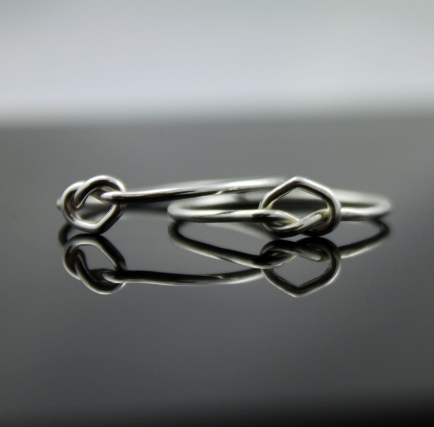 Friendship ring set: two heart rings, Sterling Silver rings, infinity knot ring. Best friends jewelry, sister jewelry, love knot BFF promise