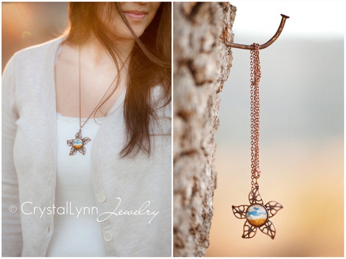 Vintage Style, Star Pendant Photo Necklace