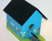 Garden Flower Birdhouse in Turquoise