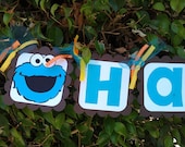 Sesame Street Cookie Monster Happy Birthday banner