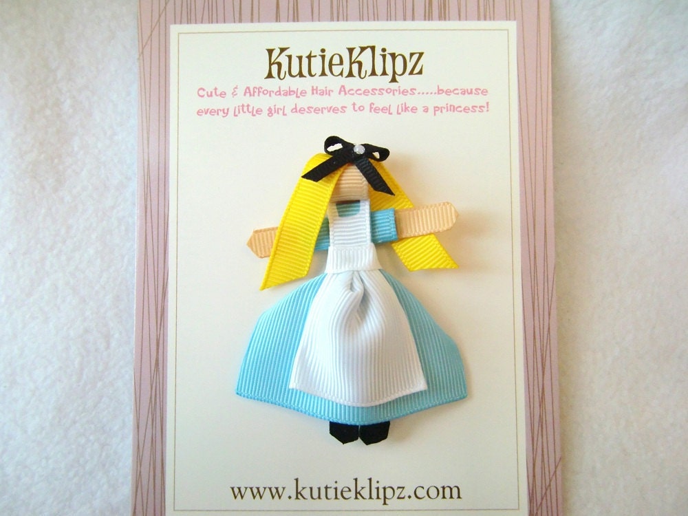 M2M Disney Alice in Wonderland Inspired Ribbon Sculpture Hair Clip ...Hair Accessory ...Hairbow...Barrette...Clippie