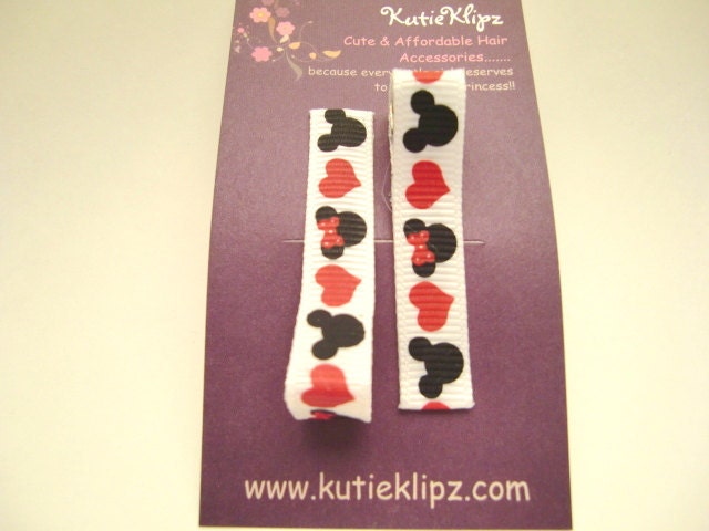 SPRING SALE - Everyday M2M Mickey and Minnie Mouse Printed Hair Clips - Set of 2 for...1.49 Hair Accessory