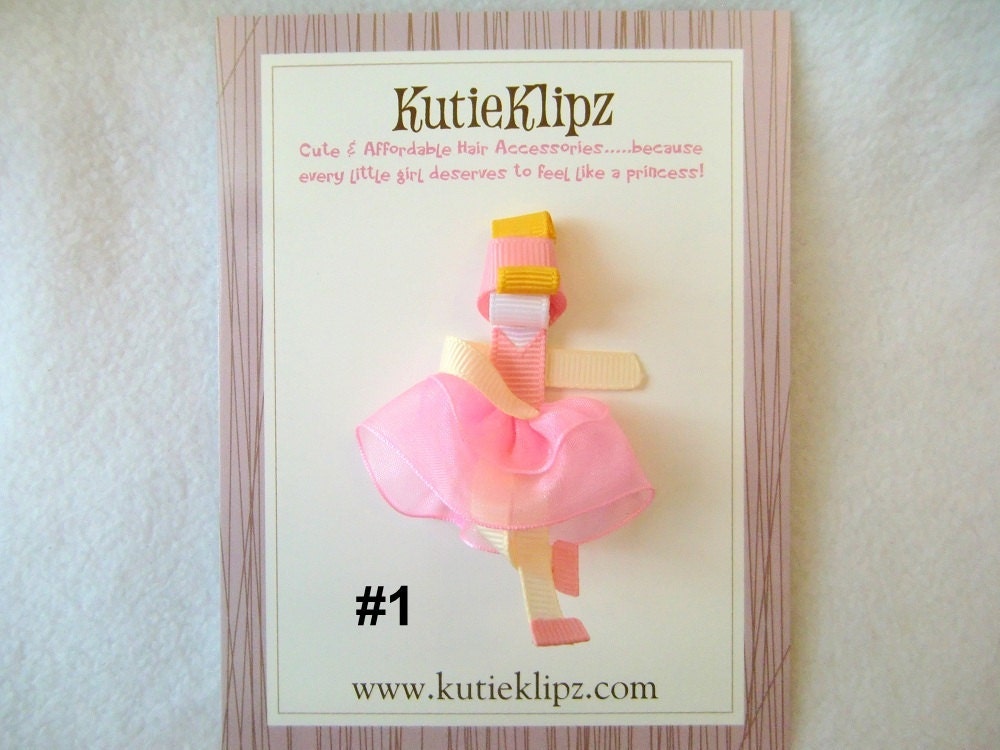 Pretty Ballerina Hair Clip...U Pick 1...Hairclip, Hair Accessory, Barrette, Clippie, 3D Ribbon Sculpture