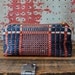 Antique Vintage Woven Coverlet Zip Purse w/ Distressed Rope Pull