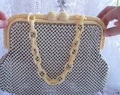 Art Deco Whiting Davis Purse Mint Aluminium Mesh Celluloid Chain Handle