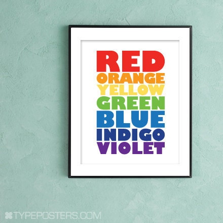 Rainbow Colors in English - 11x14 Art Print
