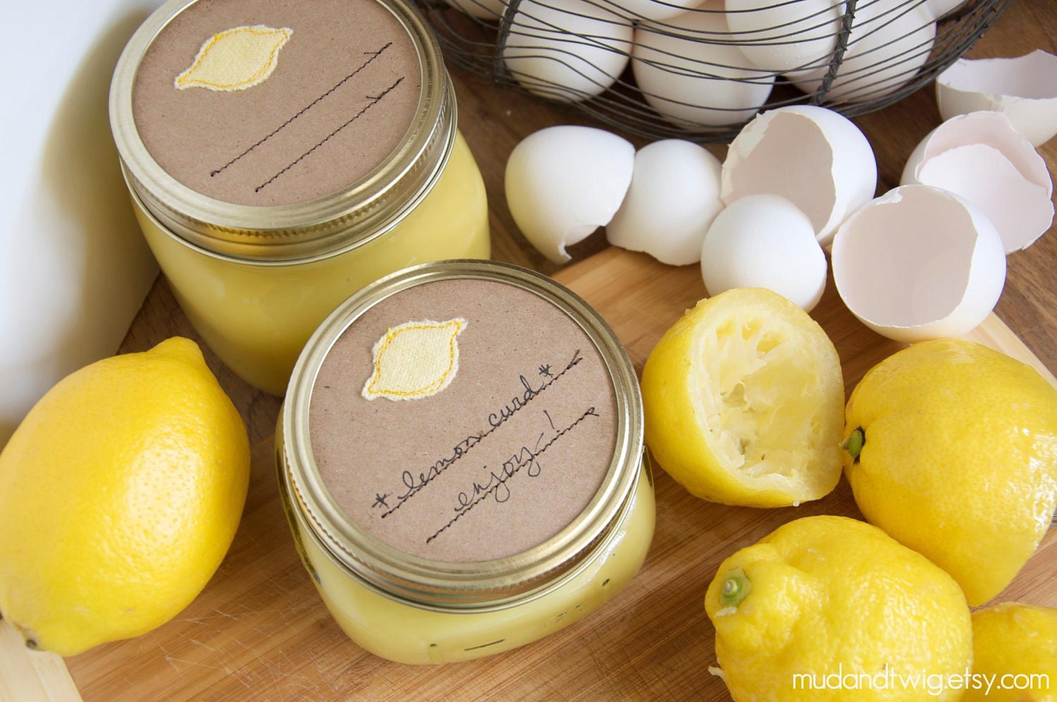 Mason jar gift labels - lemon - 12pc - regular or wide-mouth