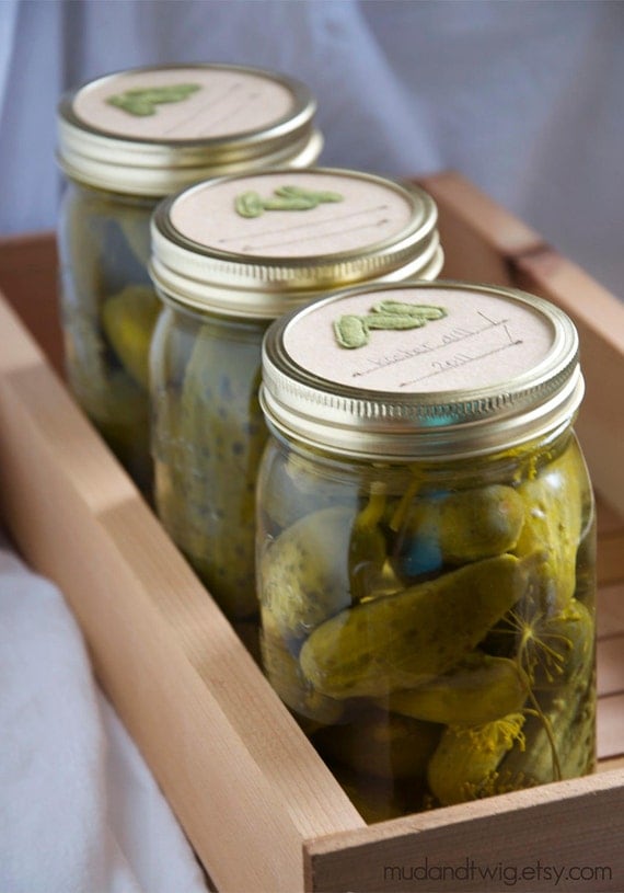 Mason jar canning labels - pickles - 12pc - regular or wide mouth