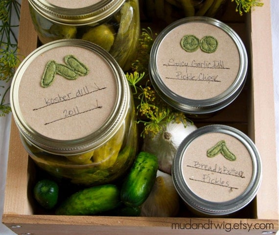 Mason jar canning labels - pickles - 12pc - regular or wide mouth