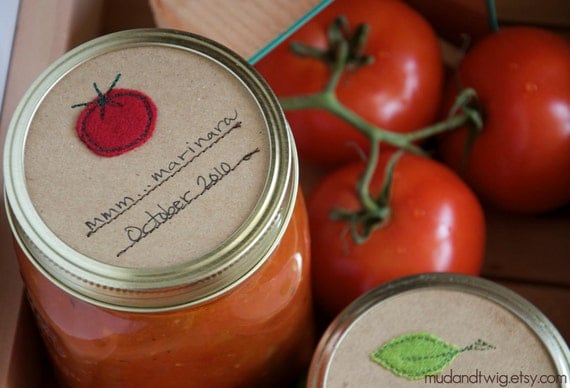 Mason jar gift labels - tomato - 12pc - regular or wide-mouth