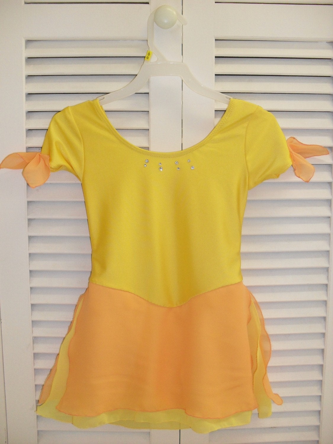 Figure Skating/dance dress - Sunflower yellow with orange georgette and yellow skirt