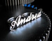 Two finger ring with your name in sterling silver (made to order, any size)