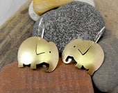 Cute elephant earrings in brass with sterling silver hooks. Handmade with love