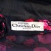 Hold for CINDY CHRISTIAN DIOR Couture 1950's vintage dress. Black Silk, Fuschia Pink Velvet Floral Print. Boned, Nipped Waist.
