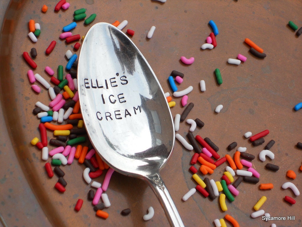 Personalized Ice Cream Spoon - CUSTOM Upcycled Vintage Tablespoon by Sycamore Hill