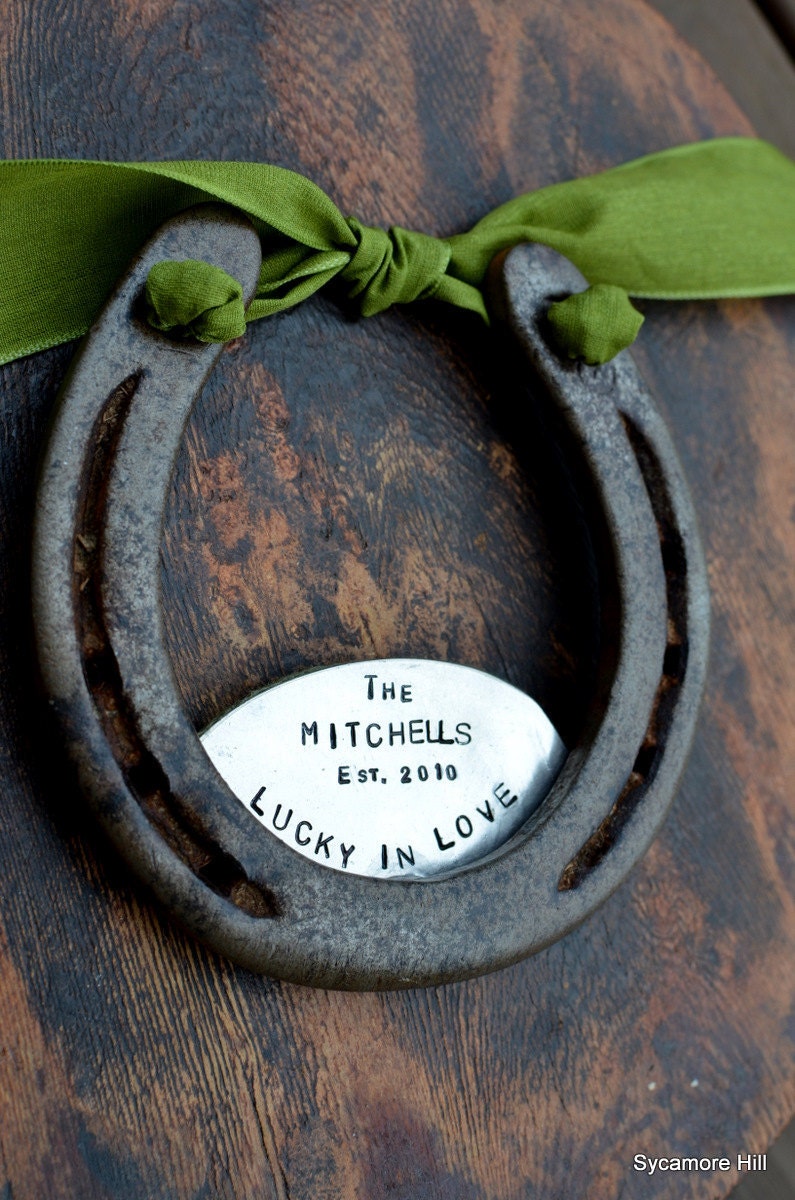 The Lucky In Love Horseshoe- CUSTOM - Personalized - Original Design by Sycamore Hill