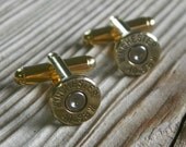 Bullet Cufflinks Cuff Links Winchester 40 Caliber Cal Brass Thin Gold Tone