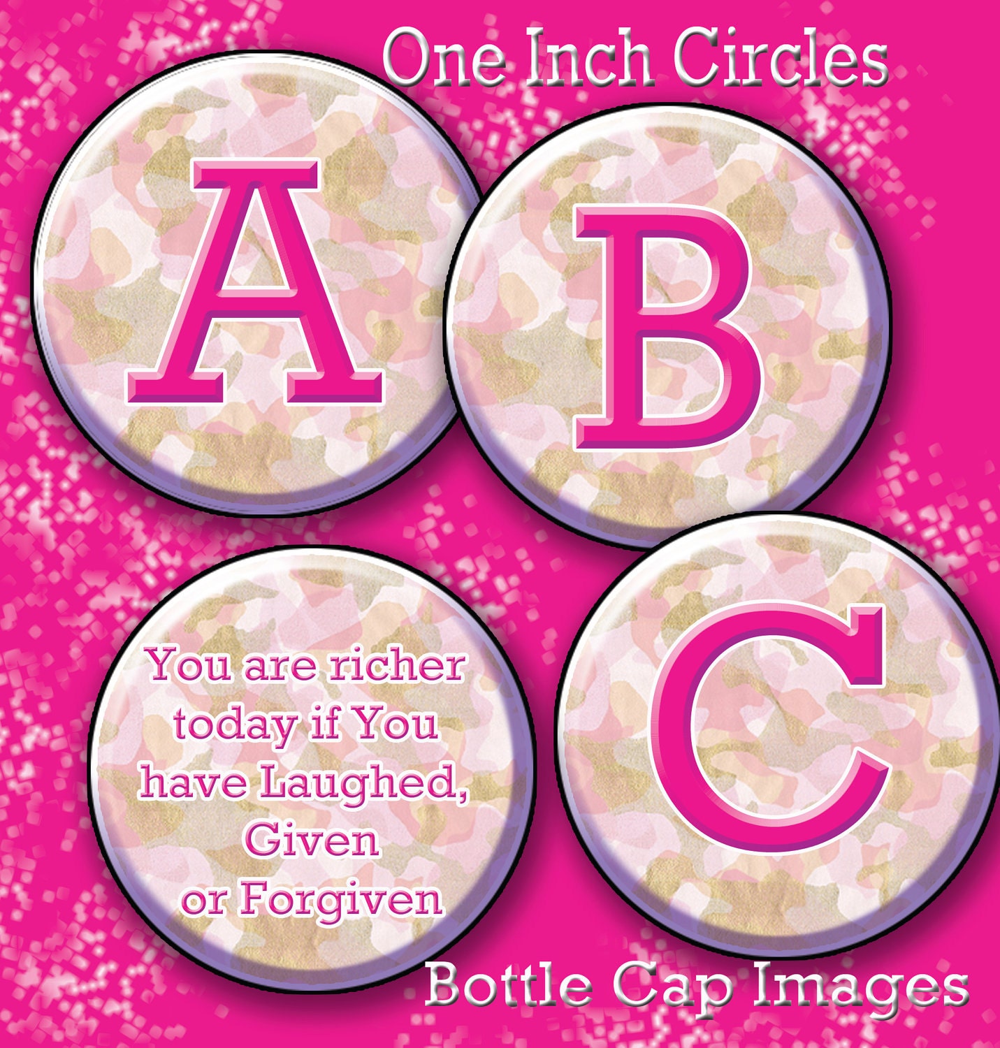 Digital Collage Sheet Digital Clip Art Pink Monogram Alphabet Digital Collage Sheets 1 inch Circle Images Sale L137 Il_170x135