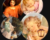 Christmas Angels Digital Collage Sheet Circle Images Bottlecap images, Instant Download Christmas clipart Christmas clip art L141 Il_170x135