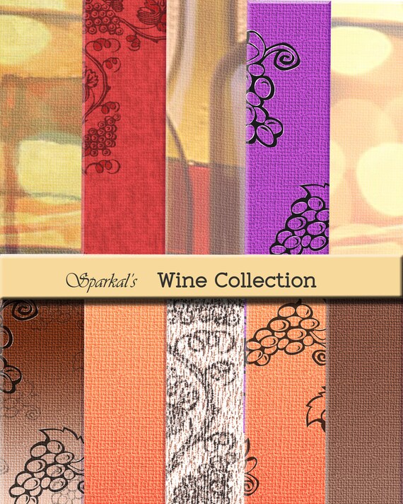 Wine Paper Wine Glass Digital Paper Grapevine paper Grape Themed paper Wine Party Paper Linen Textured Paper Scrapbook backgrounds instant Il_570xn