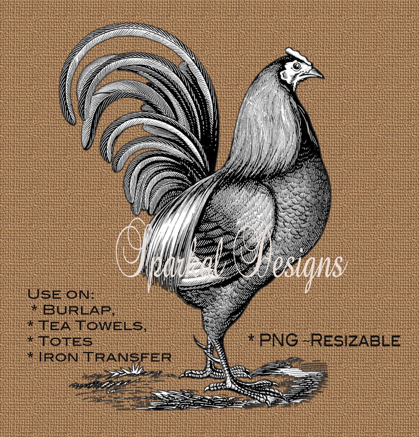 Rooster Clip art Rooster Clipart 8 x 10 Resizable PNG Printable Iron Transfer, Digital Scrapbooking Element Clip Art Il_570xn