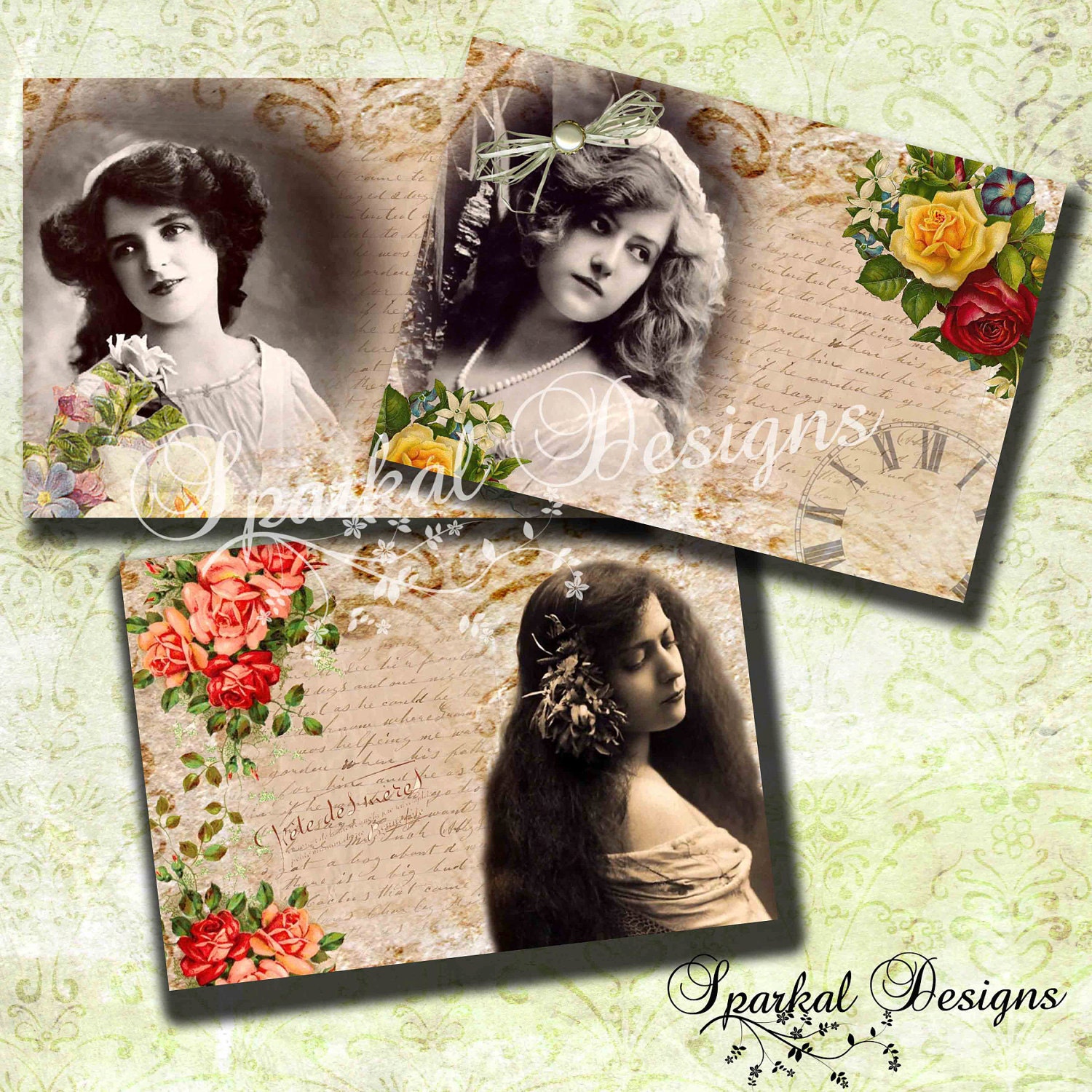Digital ATC Gift Tags Vintage Victorian Ladies Printable Digital Collage Sheet Hang Tags Jewelry Cards Il_570xn