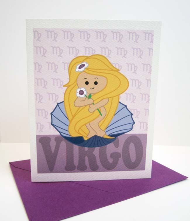 Zodiac Card - Zodiac Birthday Card - Zodiac Sign - Virgo Card - Blank Card
