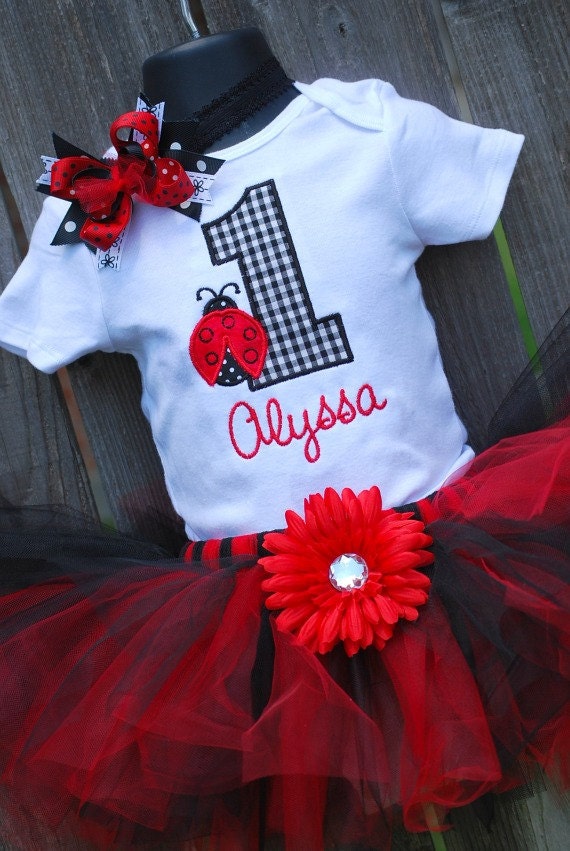 Ladybug 1st 2nd 3rd 4th 5th birthday Personalized Tutu Outfit
