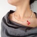 nO.181 'red long flowers between stick pearls' necklace