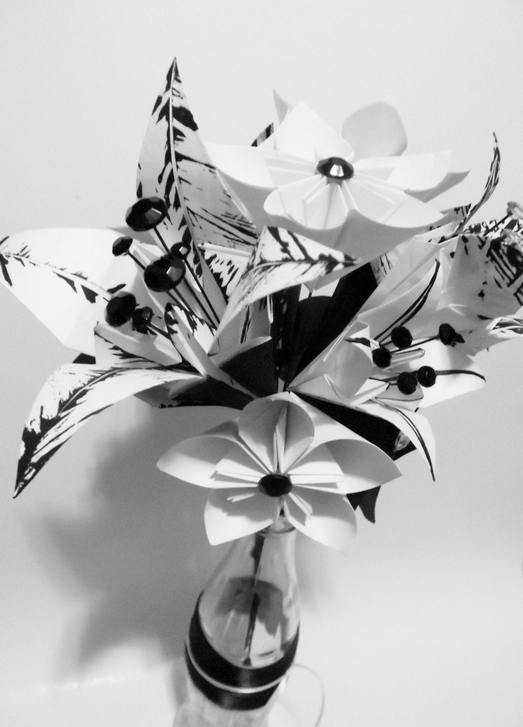 Paper Flower Lily Wedding Bouquet- handmade, one of a kind, made to order, bride, bridesmaid, centerpiece, decoration