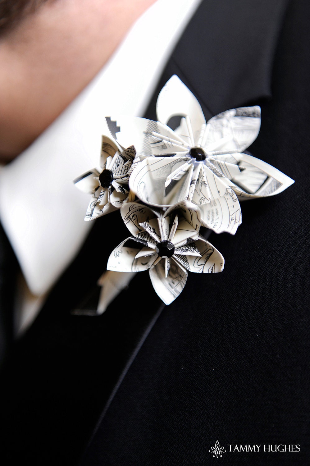 Comic Book Boutonnieres-  upcycled comics, custom, made to order, wedding, groom, groomsmem, handmade