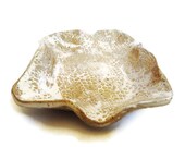 Handmade Ceramic Trinket Soap Dish Tray Platter Scalloped Shallow Bowl Nutmeg Brown Milk White Honey Cream Beige READY TO SHIP
