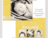 Pineapple - 5x7 Horizontal Postcard Birth Announcement PSD Template Design
