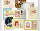Yummy Collection Birth Announcements - Set of 10 5x7 Postcard Birth Announcement PSD Template Designs