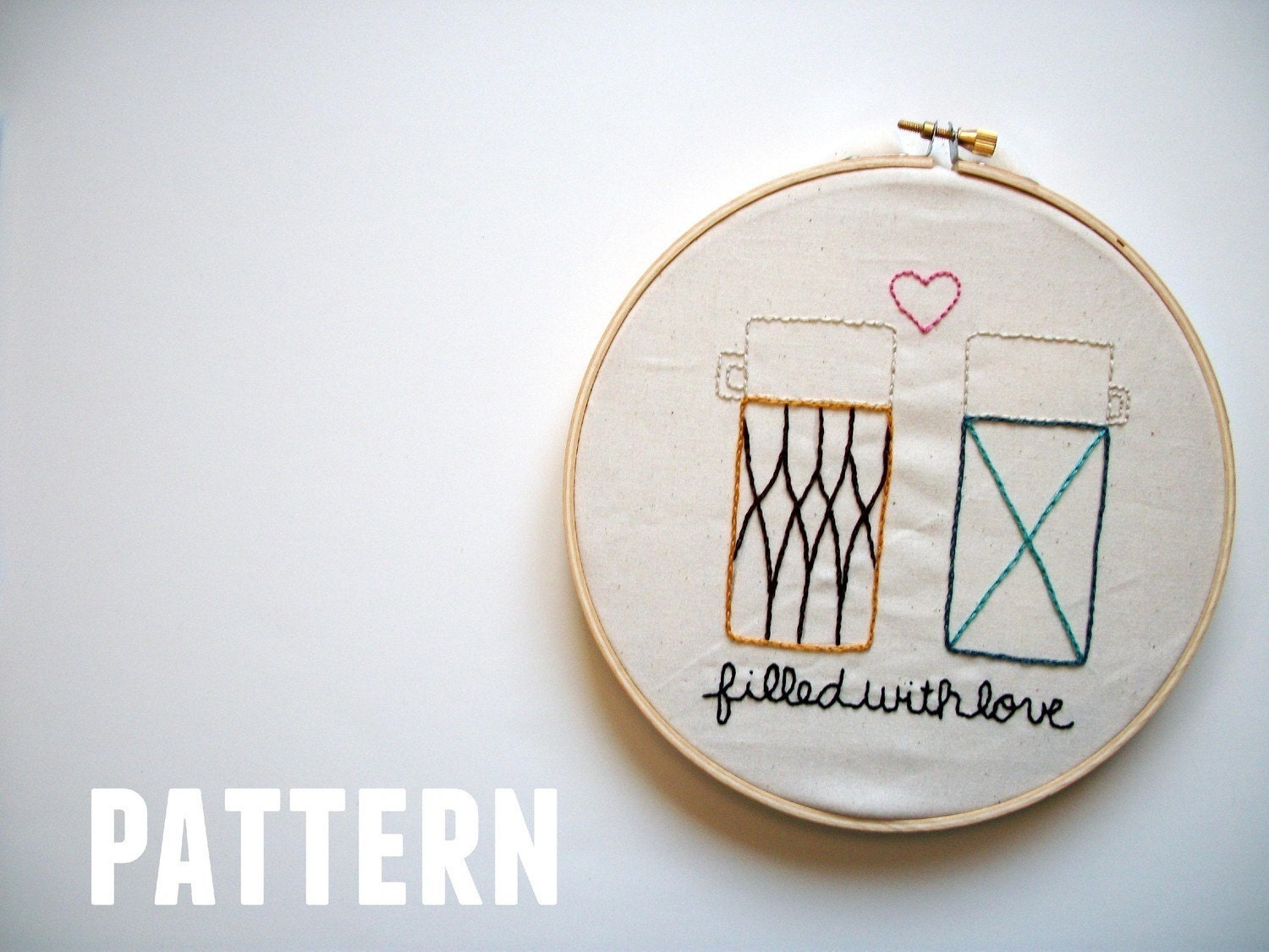Filled with Love Thermos Inspired Embroidery Pattern PDF