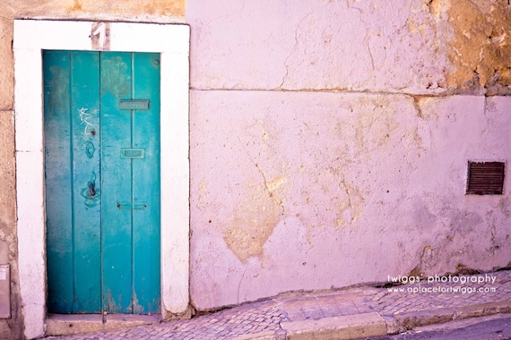 Door Photography - Travel Photography - The Number One 8x12 Original Fine Art Photograph - turquoise wooden door number one