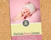 Buttercup Star - custom baby girl photo birth announcement - DIY printable design, print service available