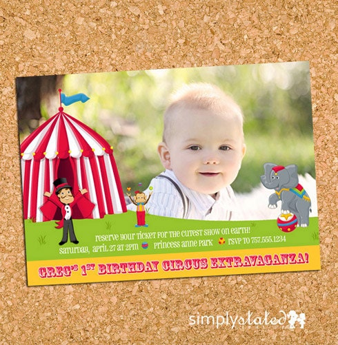 cutest show on earth 2.0 - custom kids photo birthday party invitation - circus theme - DIY digital file, print service available